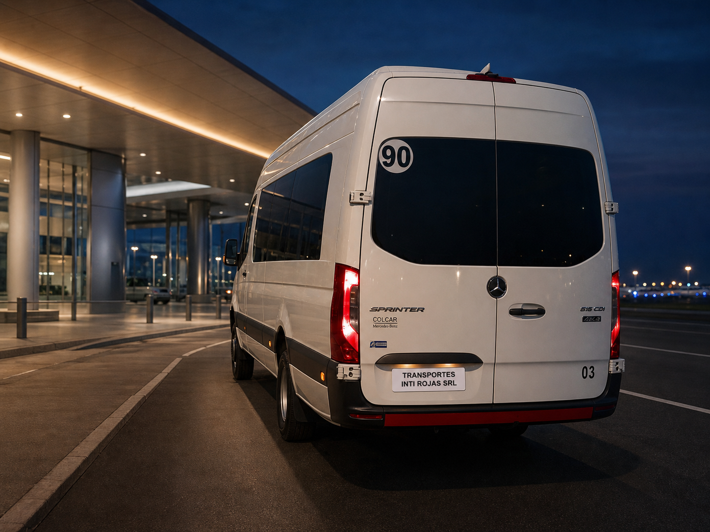 Mercedes-Benz Sprinter de Transportes Inti Rojas en un aeropuerto